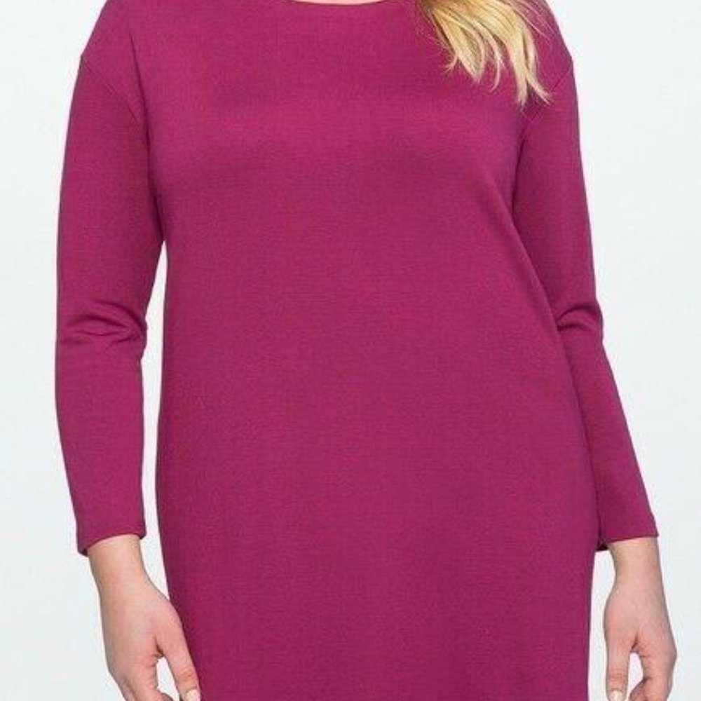 Eloquii Knotted Back Easy Long Sleeve Dress purple